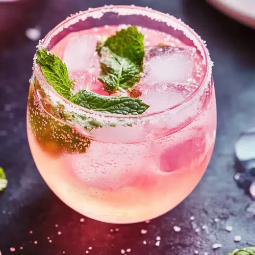 Chilled glass of pink salt and vinegar recipe with ice cubes and mint — Pink Salt and Vinegar Recipe That Actually Helps with Weight Loss