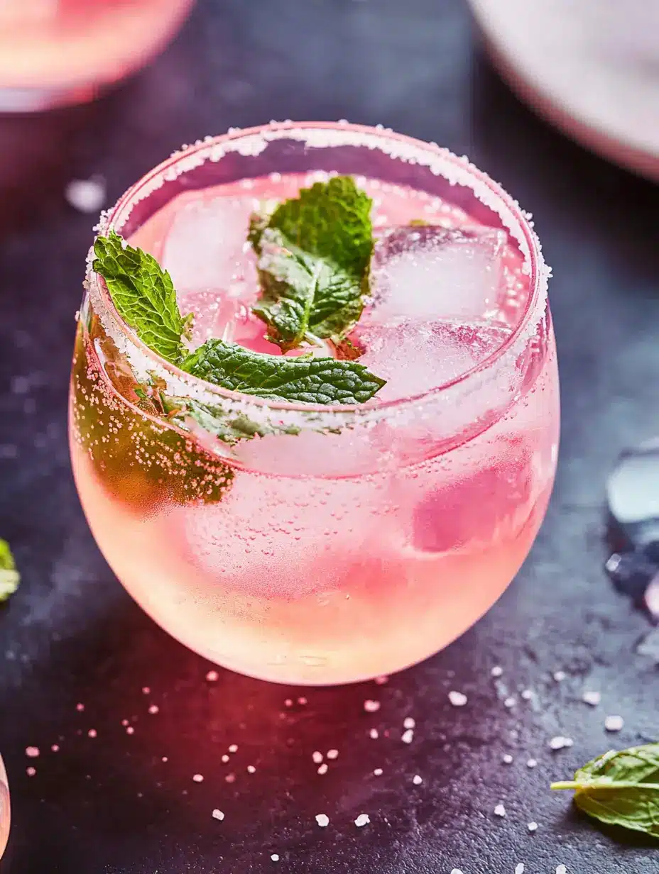 Chilled glass of pink salt and vinegar recipe with ice cubes and mint — Pink Salt and Vinegar Recipe That Actually Helps with Weight Loss