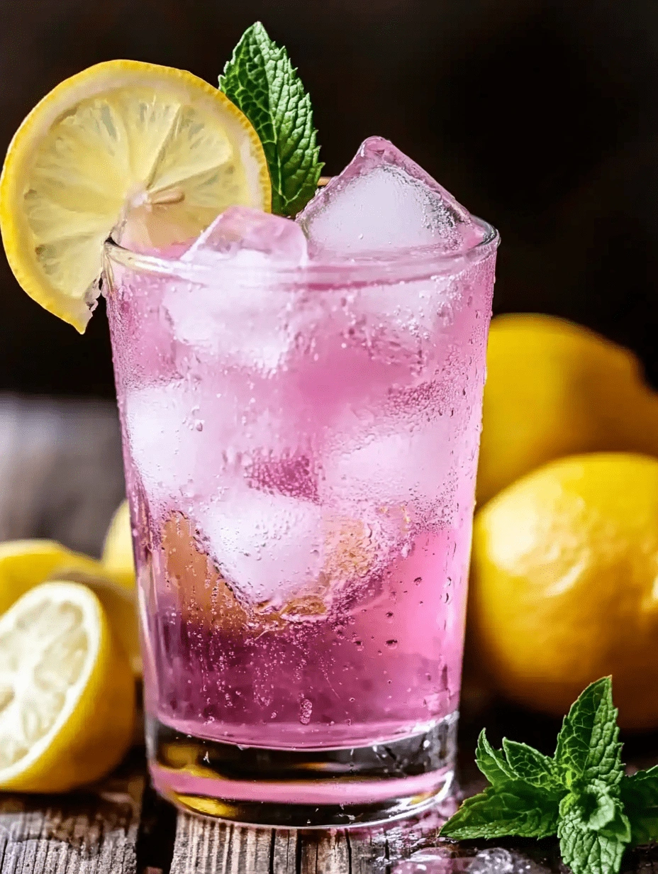 Glass of iced pink drink with lemon slice and mint, representing the Pink Salt Trick Recipe