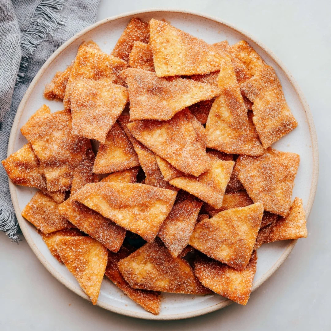 Homemade cinnamon sugar chips served in a bowl