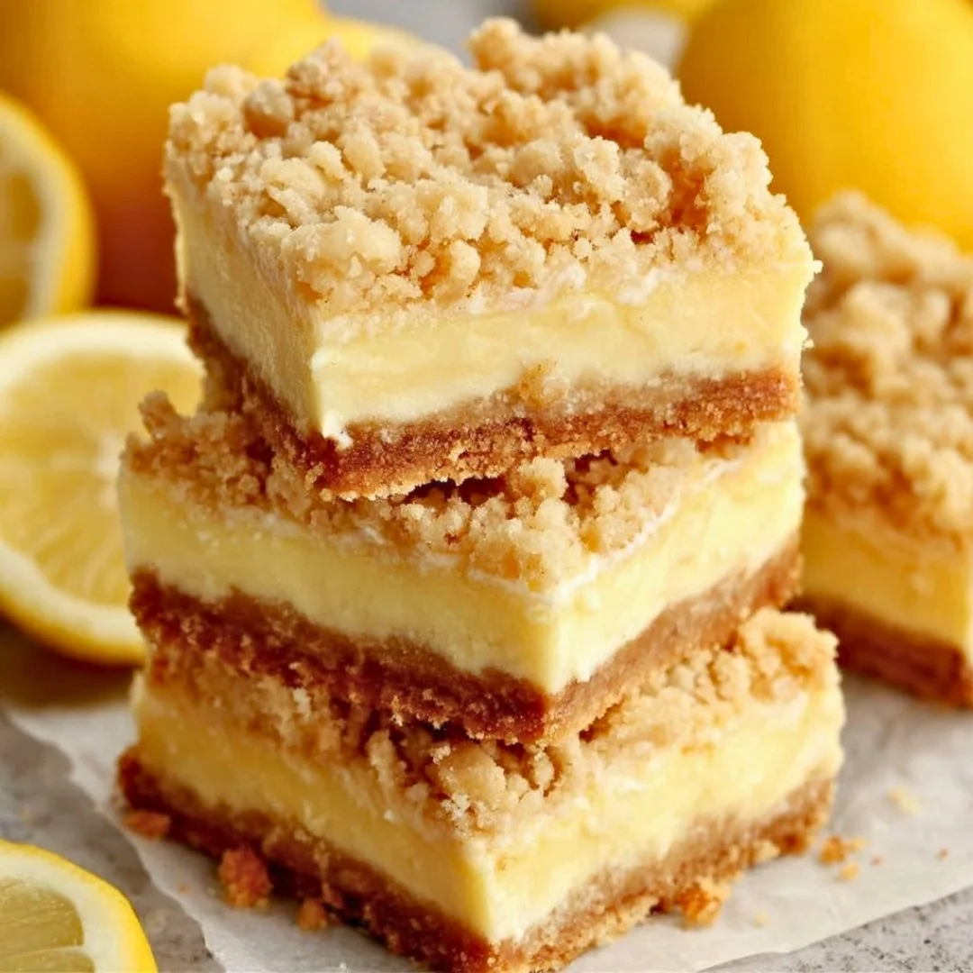 Delicious homemade lemon crumb bars with a buttery crumb topping and lemon filling