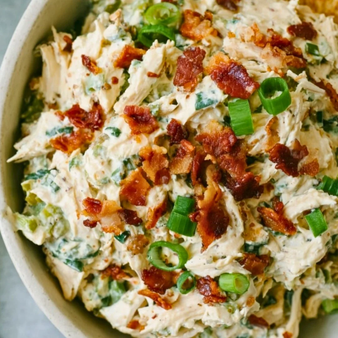 Delicious Jalapeño Popper Chicken Salad served in a bowl with fresh ingredients