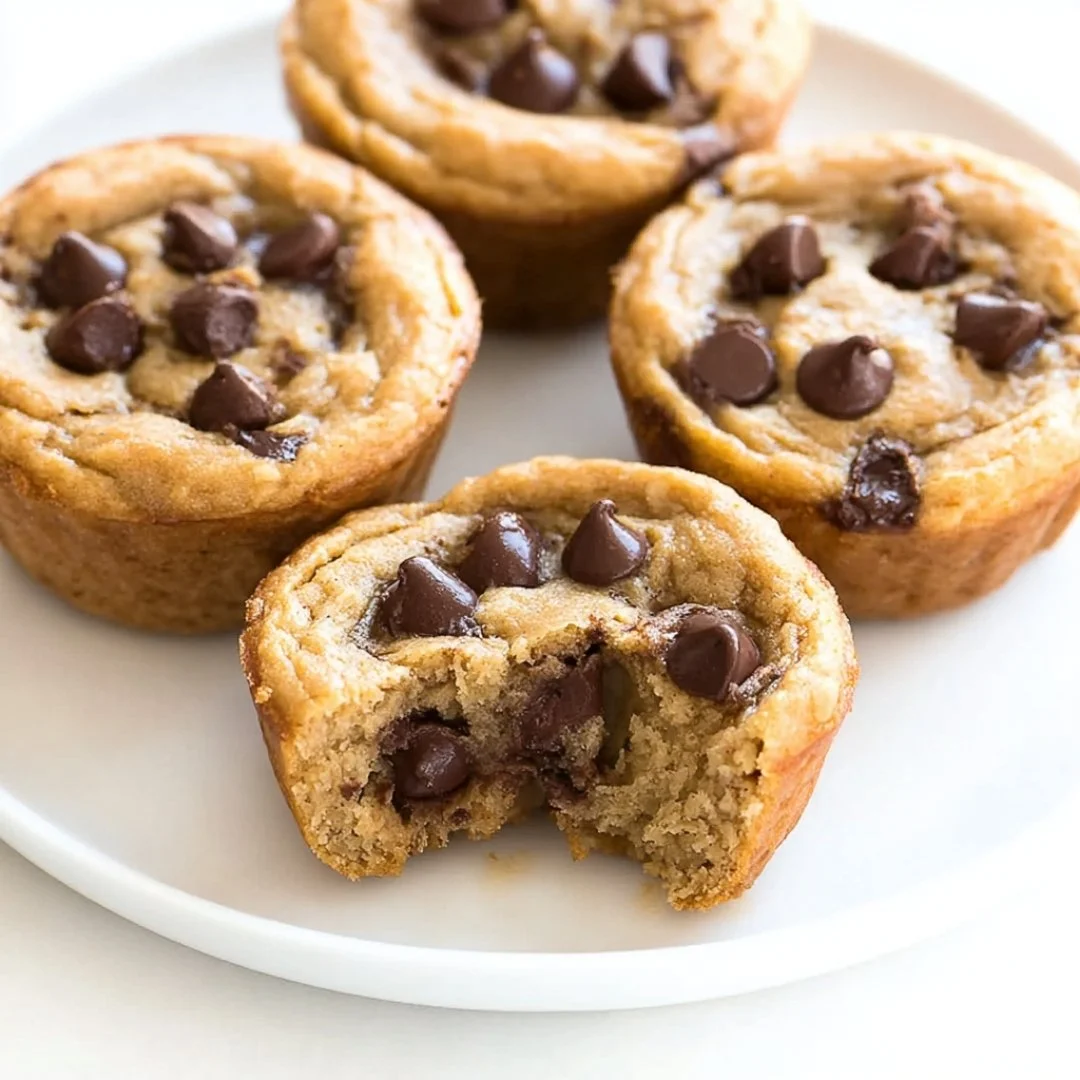 Flourless peanut butter banana muffins on a plate, healthy and delicious.