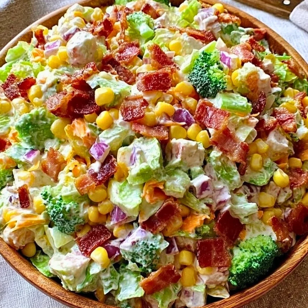 Fresh Bacon Ranch Chopped Salad with crispy bacon and ranch dressing