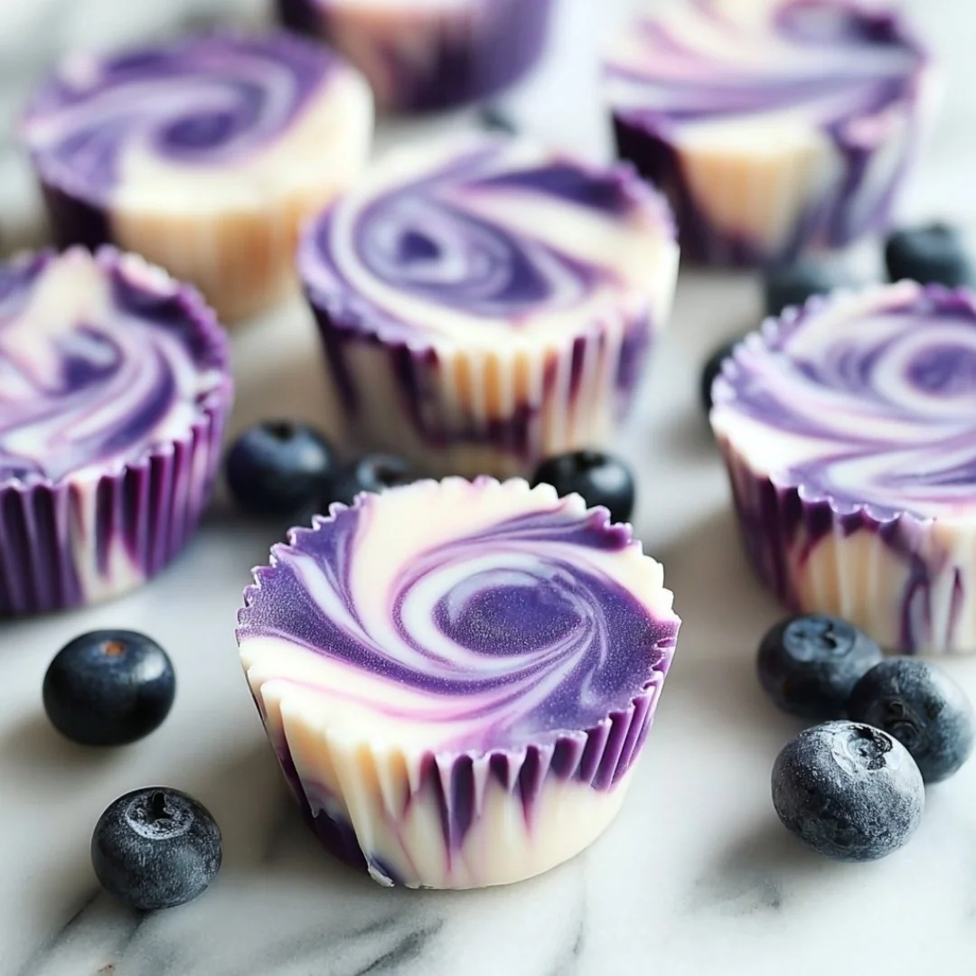 Blueberry swirl yogurt bites, a healthy and tasty snack option.