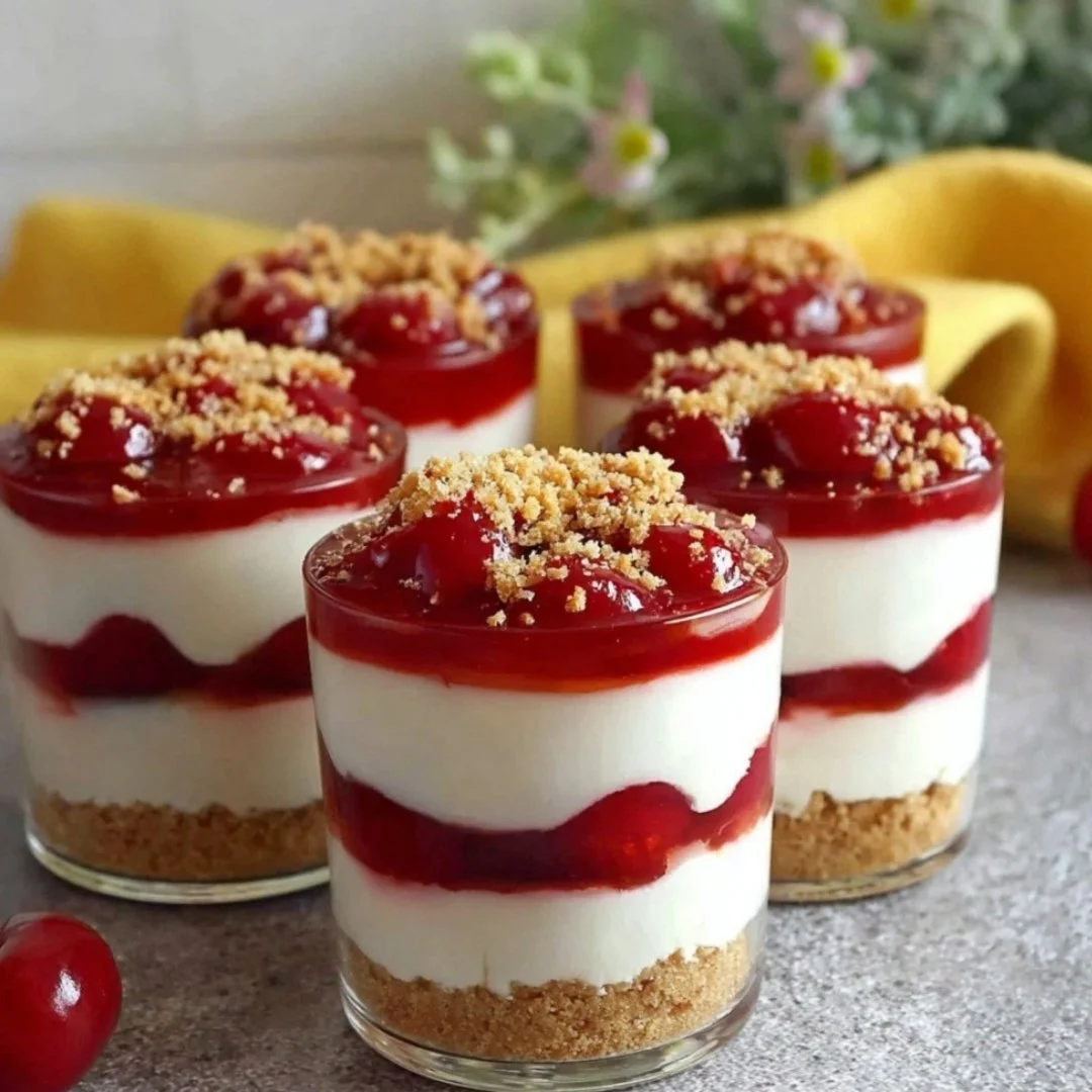 No-Bake Cheesecake Parfait layered with creamy cheesecake and fresh berries