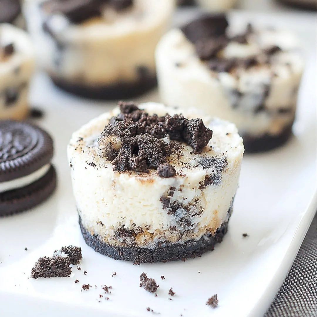 Delicious Oreo cheesecake bites on a serving plate, ready to enjoy.