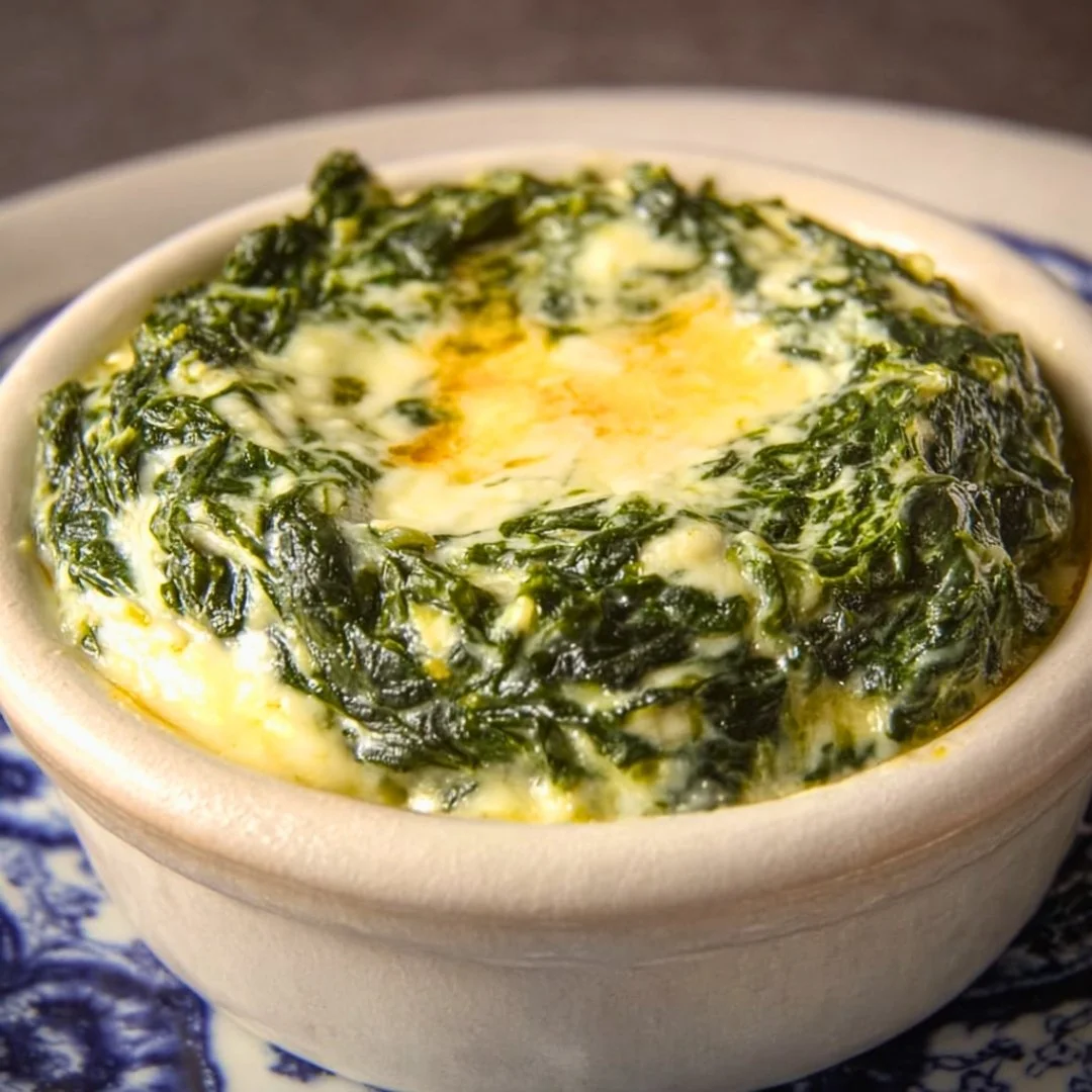 Delicious Ruth's Chris Creamed Spinach served in a bowl