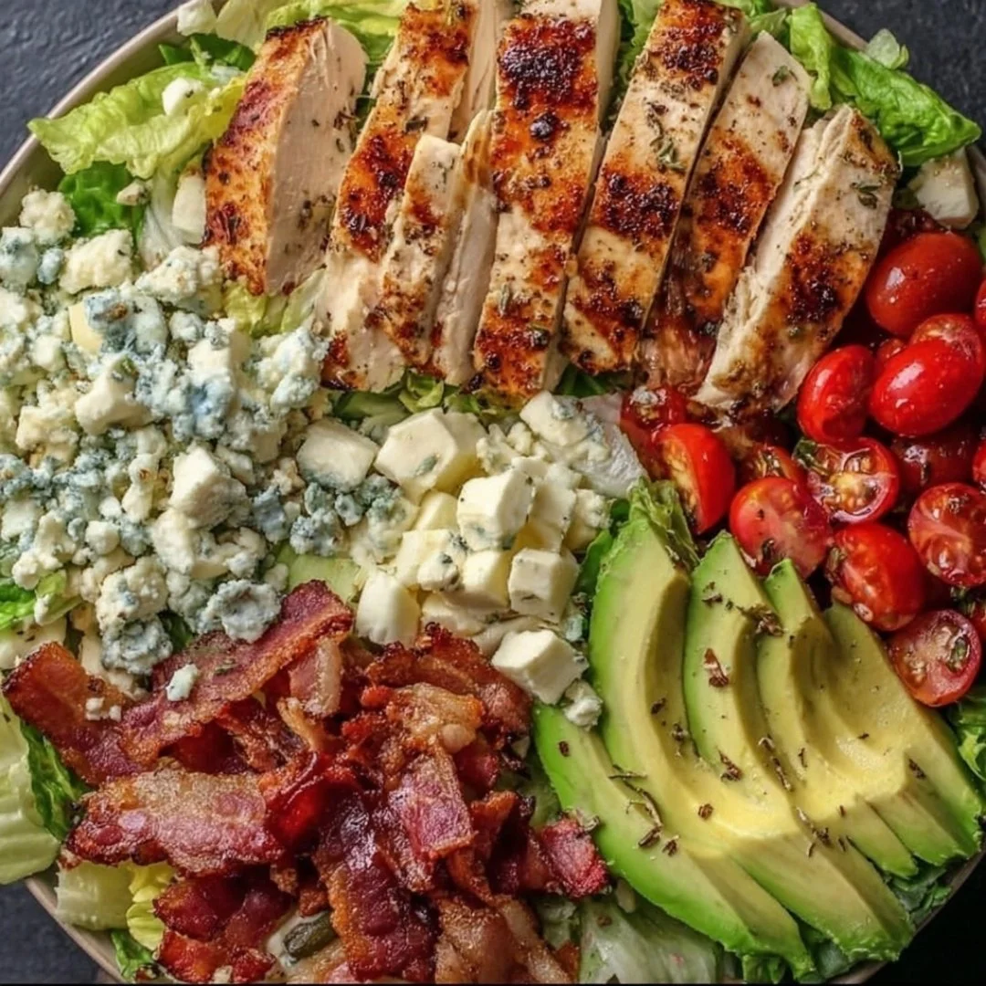 Savory BLT chicken salad with bacon, lettuce, and chicken in a bowl
