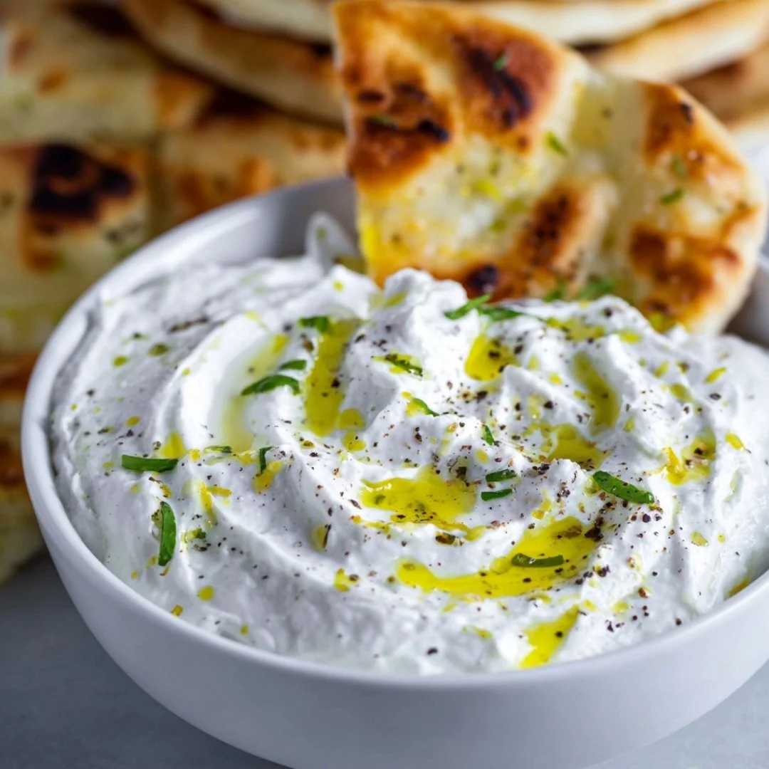 Delicious whipped feta served as a dip with fresh vegetables.